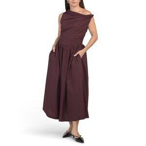EN SAISON Plum Melissa Twist Shoulder Mixed Media Maxi Dress